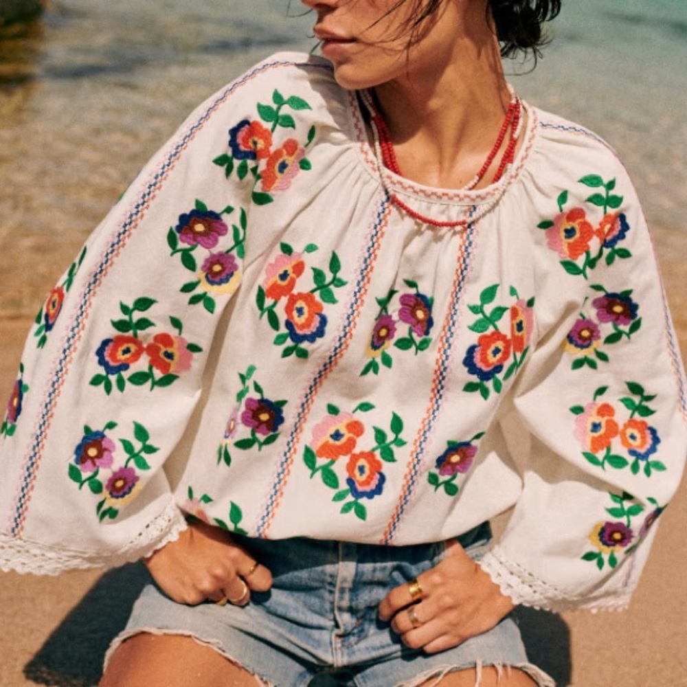 Sezane Multicolor Floral Blouse